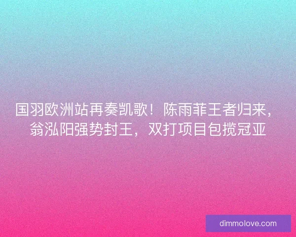 国羽欧洲站再奏凯歌！陈雨菲王者归来，翁泓阳强势封王，双打项目包揽冠亚