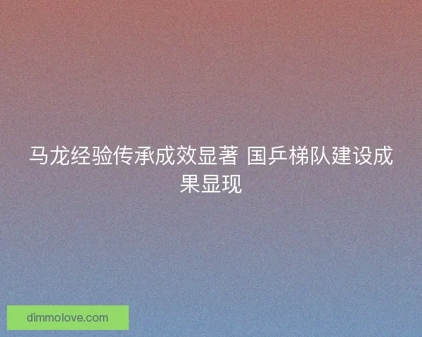 马龙经验传承成效显著 国乒梯队建设成果显现
